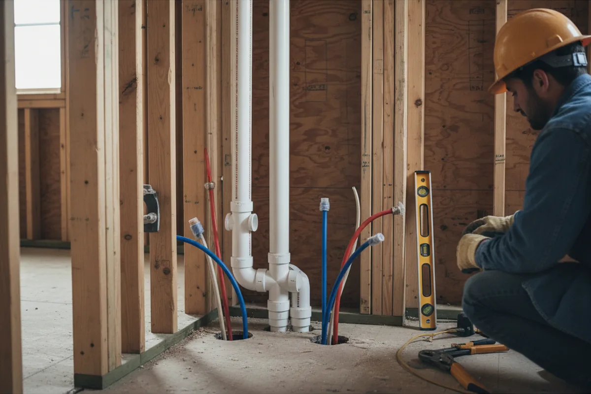 Drain and supply rough-in during Leak Detection in Metuchen